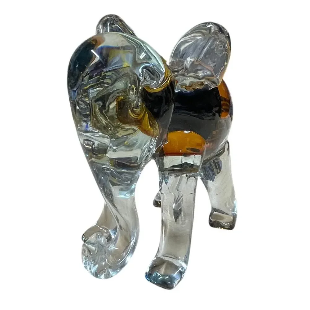 Amber Vintage Campo Art Glass Murano Style Elephant 7 Inch Excellent Condition